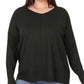 Zenana Plus Hi-Low Front Seam Sweater BLACK 1X Sweaters