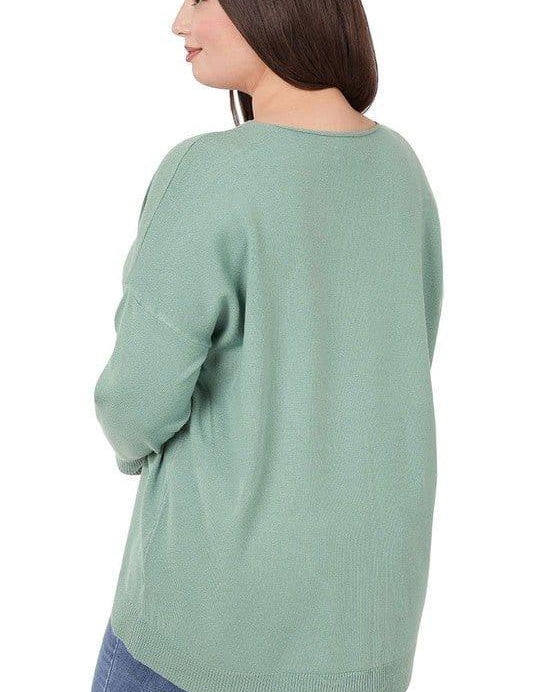 Zenana Plus Hi-Low Front Seam Sweater Sweaters