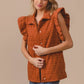 BiBi Quilting Knit Ruffle Sleeve Vest - DAVERRI FASHIONS