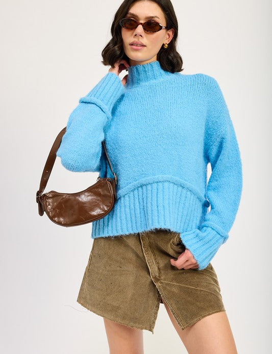 Emory Park Mock Turtleneck Sweater BLUE Tops