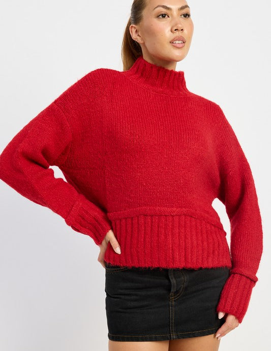 Emory Park Mock Turtleneck Sweater RED Tops