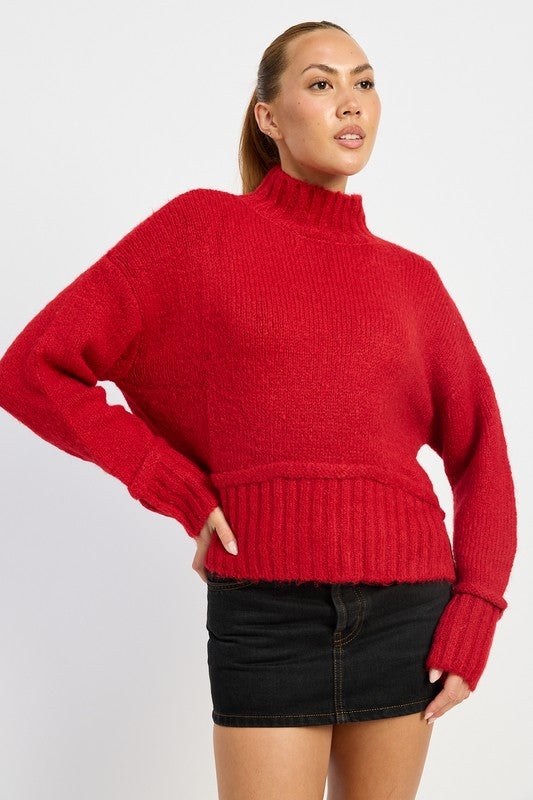 Emory Park Mock Turtleneck Sweater RED Sweaters