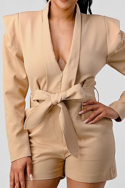 Blazer Romper with Belt Rompers