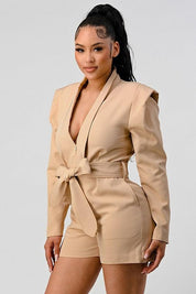 Blazer Romper with Belt Rompers