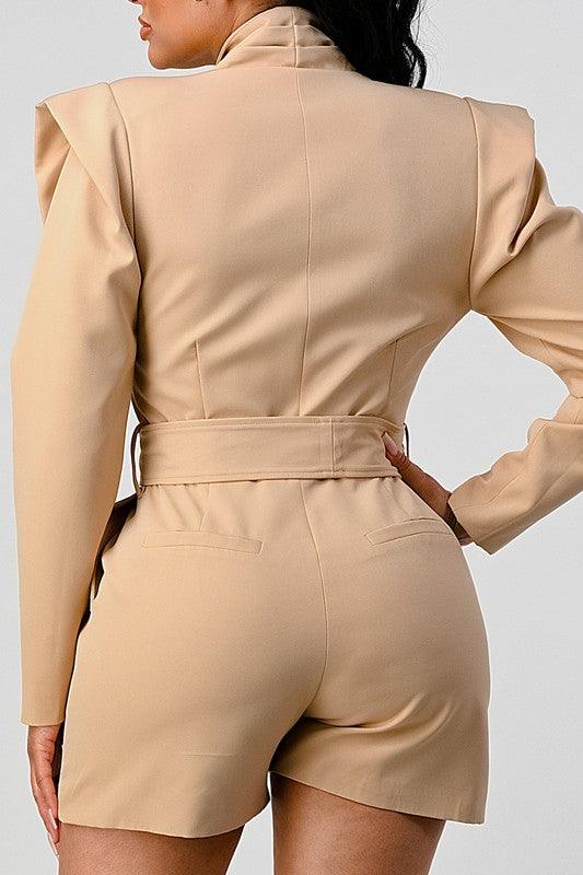 Blazer Romper with Belt Rompers