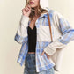 ADORA Button Down Plaid Hoodie Shacket Shackets