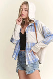 ADORA Button Down Plaid Hoodie Shacket - DAVERRI FASHIONS