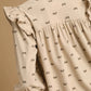 Umgee Bow Print Corduroy Puff Sleeve Blouse with Ruffled