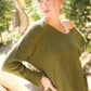 La Miel Relaxed Fit Side Slit Sweater OLIVE Sweaters