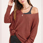 La Miel Relaxed Fit Side Slit Sweater MARSALA Sweaters