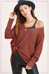 La Miel Relaxed Fit Side Slit Sweater MARSALA Sweaters