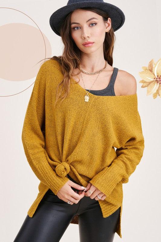 La Miel Relaxed Fit Side Slit Sweater Sweaters