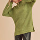 Cozy olive-green fuzzy knit sweater with side slit hem, Aemi + Co small