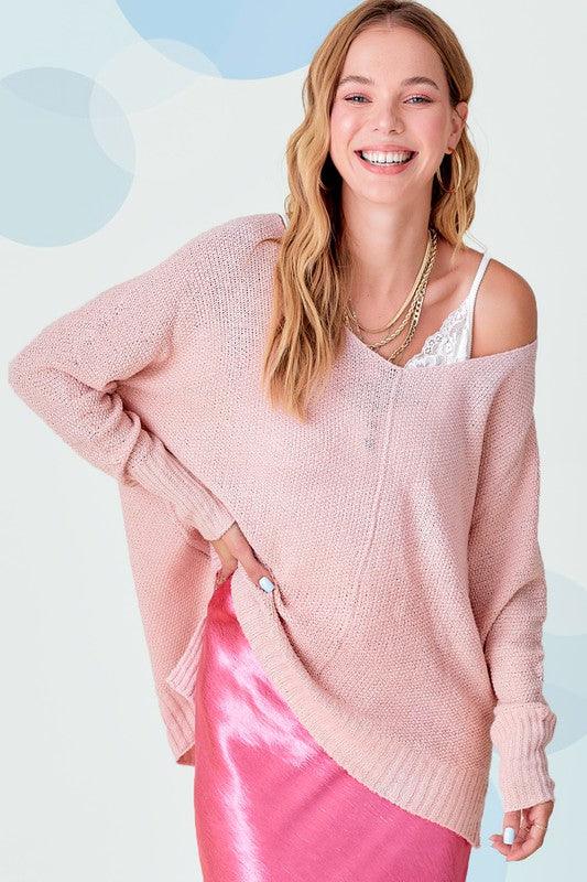 La Miel Relaxed Fit Side Slit Sweater Sweaters