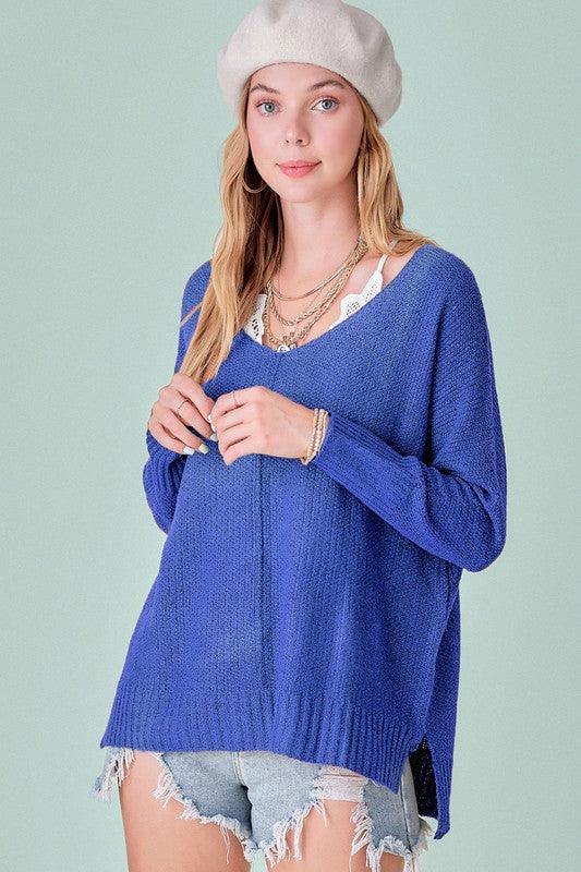 La Miel Relaxed Fit Side Slit Sweater Sweaters