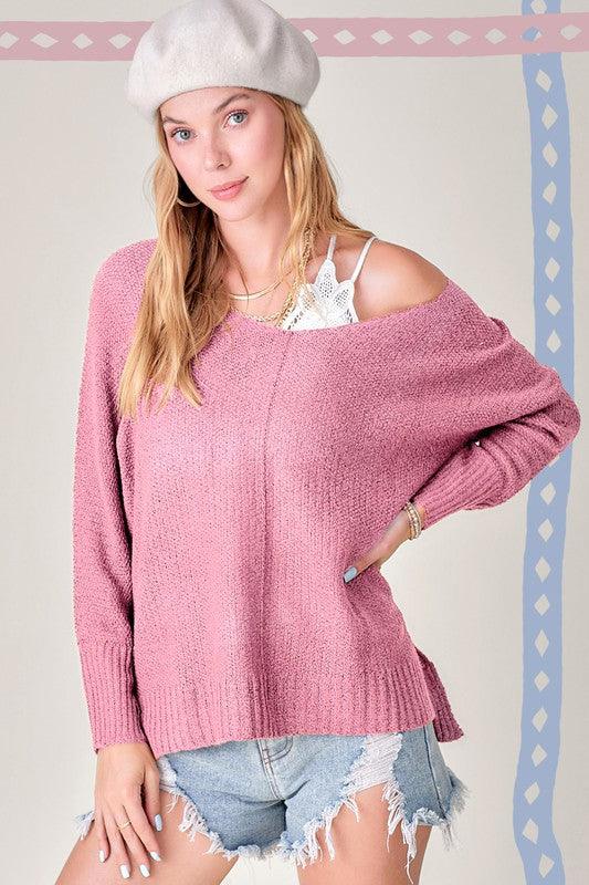 La Miel Relaxed Fit Side Slit Sweater Sweaters