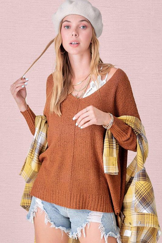 La Miel Relaxed Fit Side Slit Sweater Sweaters