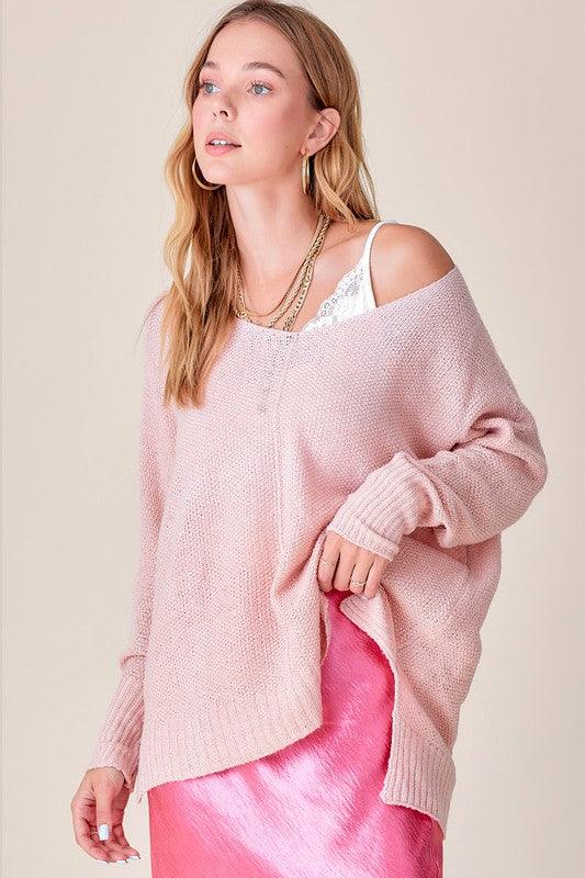 La Miel Relaxed Fit Side Slit Sweater Sweaters