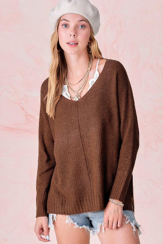 La Miel Relaxed Fit Side Slit Sweater Sweaters