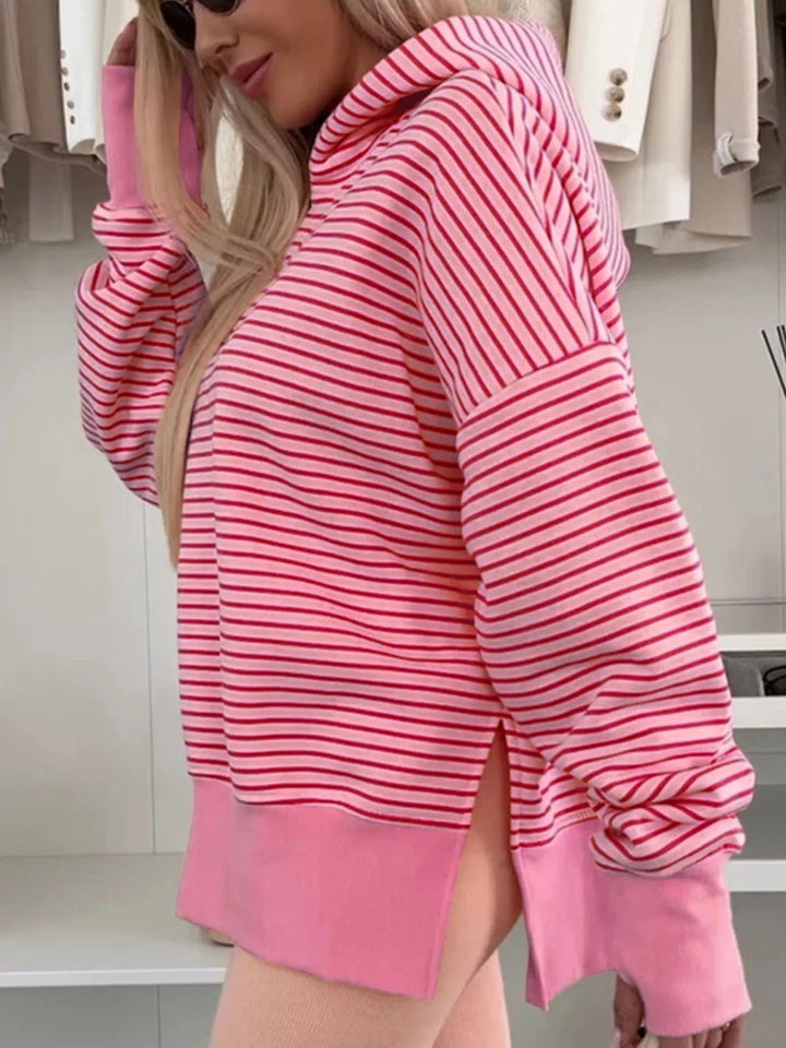 Striped Oversized Hoodie with Kangaroo Pocket | Hoodies Daverri Fashions