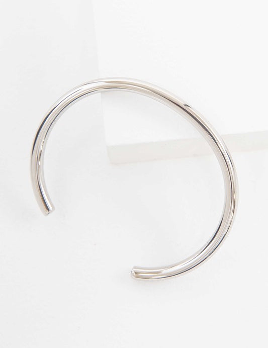 Minimalist Stainless Steel Cuff Bracelet Silver OS Bracelets