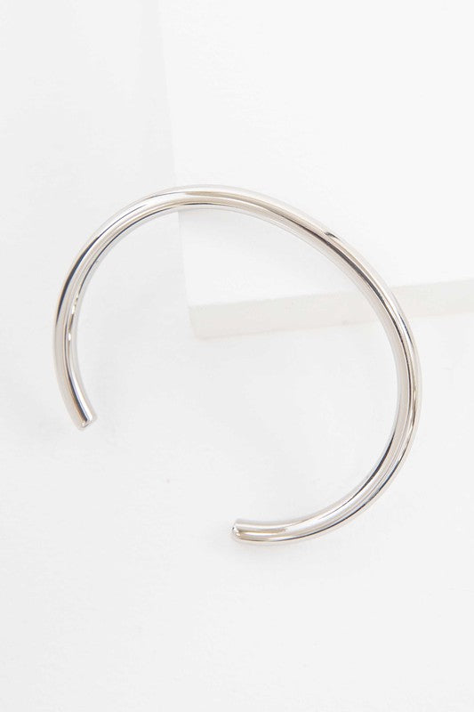 Minimalist Stainless Steel Cuff Bracelet Silver OS Bracelets