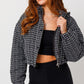 Le Lis Tweed Crop Puffer Jacket BLACK-WHITE Jackets
