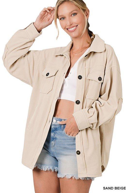 Zenana Oversized Fleece Shacket Shackets