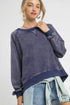 Umgee Mineral Wash French Terry Sweatshirt Navy Sweatshirts