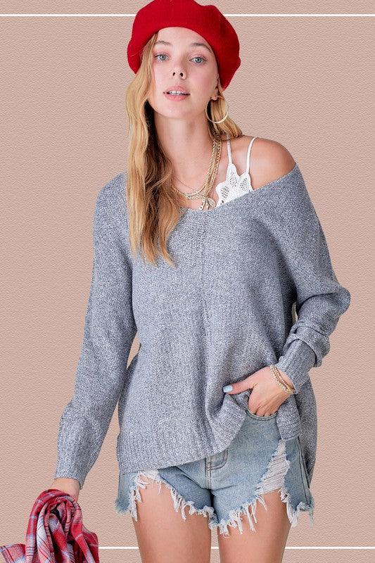 La Miel Relaxed Fit Side Slit Sweater Sweaters