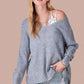 La Miel Relaxed Fit Side Slit Sweater GREY Sweaters