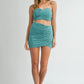 MABLE Ruched Tube Crop Top and Skirt Set Outfit Sets