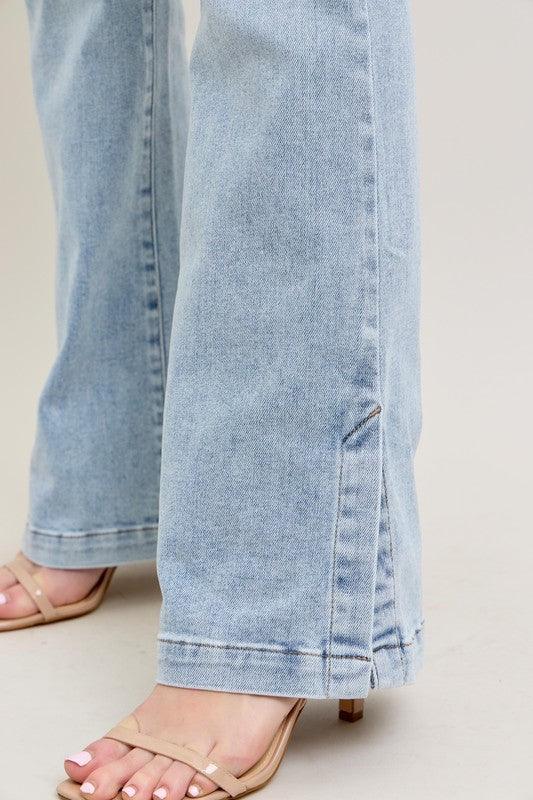 Judy Blue Tummy Control Vintage Wash Side Slit Slim Boot Jeans Jeans