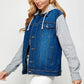 Women's Denim Fleece Hoodie Jacket - DAVERRI FASHIONS