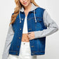 Women's Denim Fleece Hoodie Jacket - DAVERRI FASHIONS