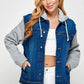 Women's Denim Fleece Hoodie Jacket - DAVERRI FASHIONS