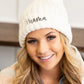 Mama Embroidered Faux Fur Pom Beanie Cap - DAVERRI FASHIONS