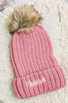 Mama Embroidered Faux Fur Pom Beanie Cap - DAVERRI FASHIONS