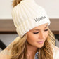 Mama Embroidered Faux Fur Pom Beanie Cap - DAVERRI FASHIONS