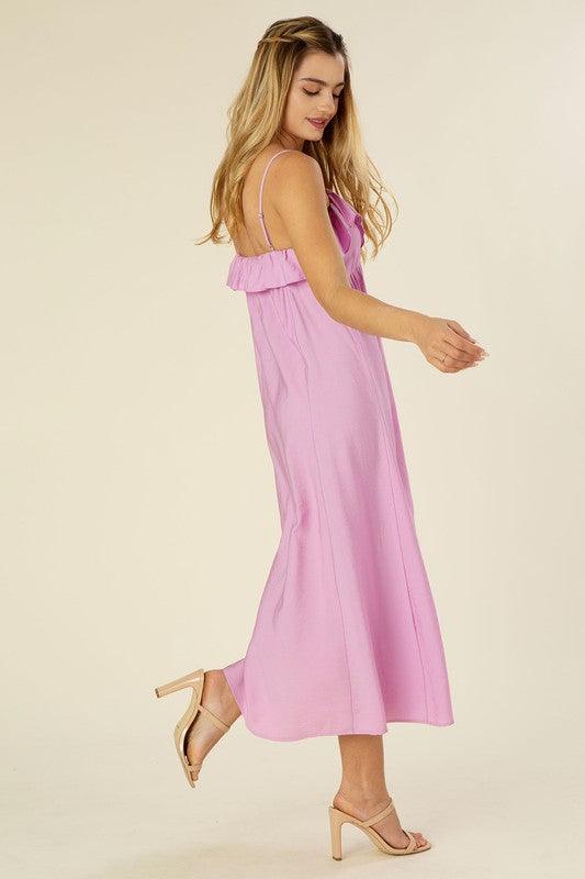 Women's Lavender Maxi Dress with Ruffles Maxi Dresses