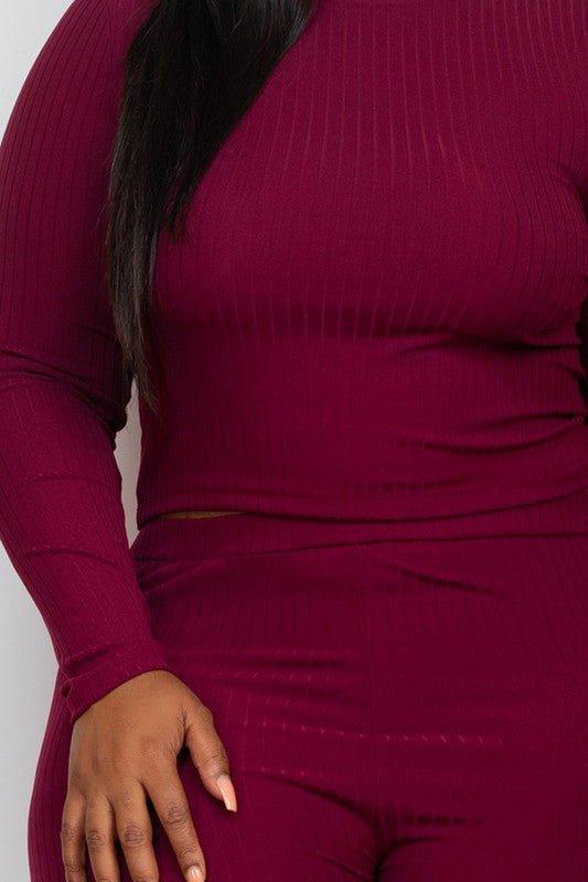 Capella Ribbed Knit Plus Size Loungewear Set Outfit Sets