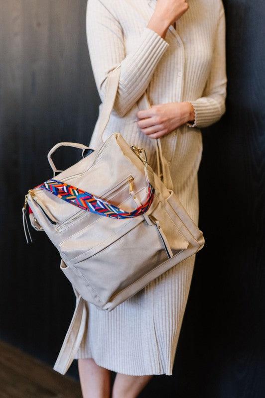 Vegan Leather Convertible Backpack CREAM 1 Handbags