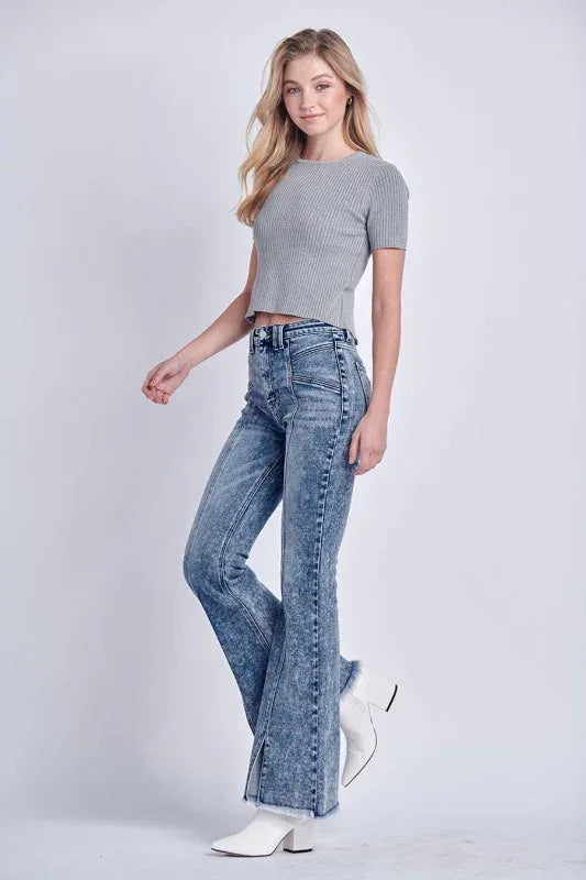 Artemis Vintage High Rise Stretch Flare Jeans - DAVERRI FASHIONS