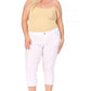 Plus Size Stretchy Pull Up Capri Jeggings White Pants