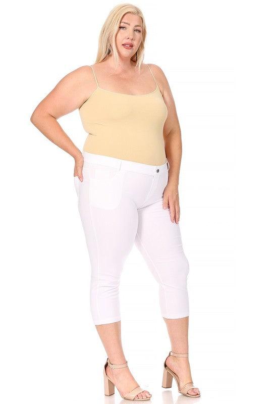 Plus Size Stretchy Pull Up Capri Jeggings Pants