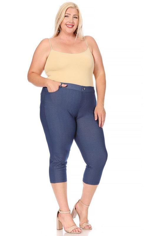 Plus Size Stretchy Pull Up Capri Jeggings Pants