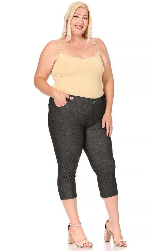 Plus Size Stretchy Pull Up Capri Jeggings Pants