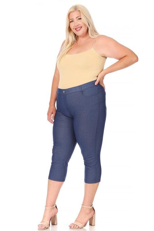 Plus Size Stretchy Pull Up Capri Jeggings Pants