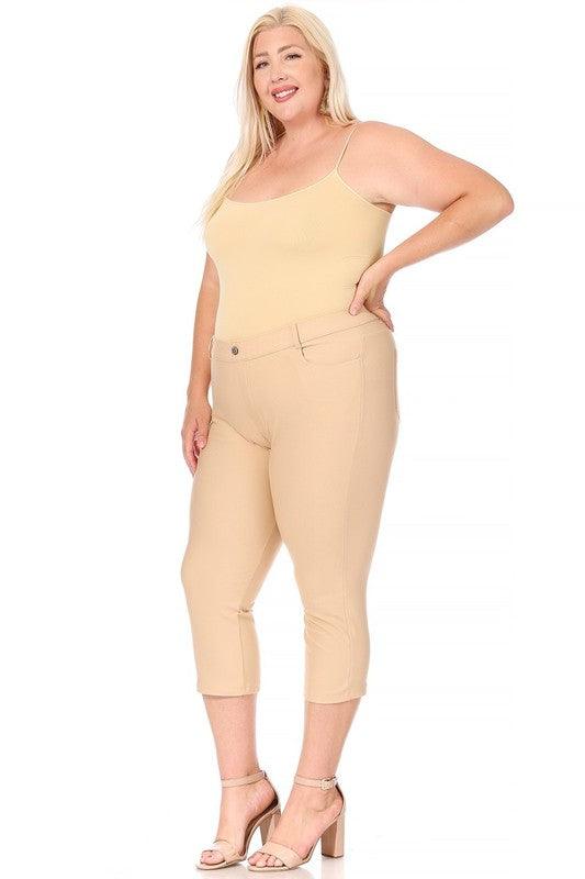 Plus Size Stretchy Pull Up Capri Jeggings Pants