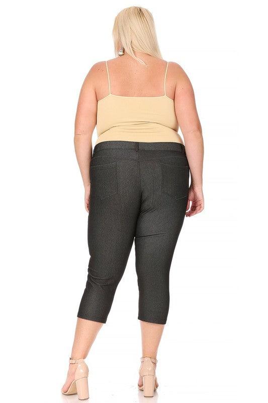 Plus Size Stretchy Pull Up Capri Jeggings Pants